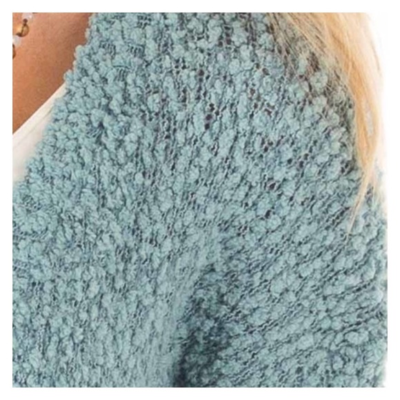 DUSTY BLUE OVERSIZED SOFT CARDIGAN WITH POCKETS - Picture 4 of 4